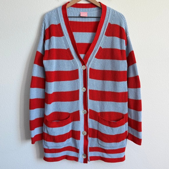 ban.do Sweaters - Bando Retro Striped Oversized Slouchy Cardigan Grannycore Indie Bright Knit L/XL